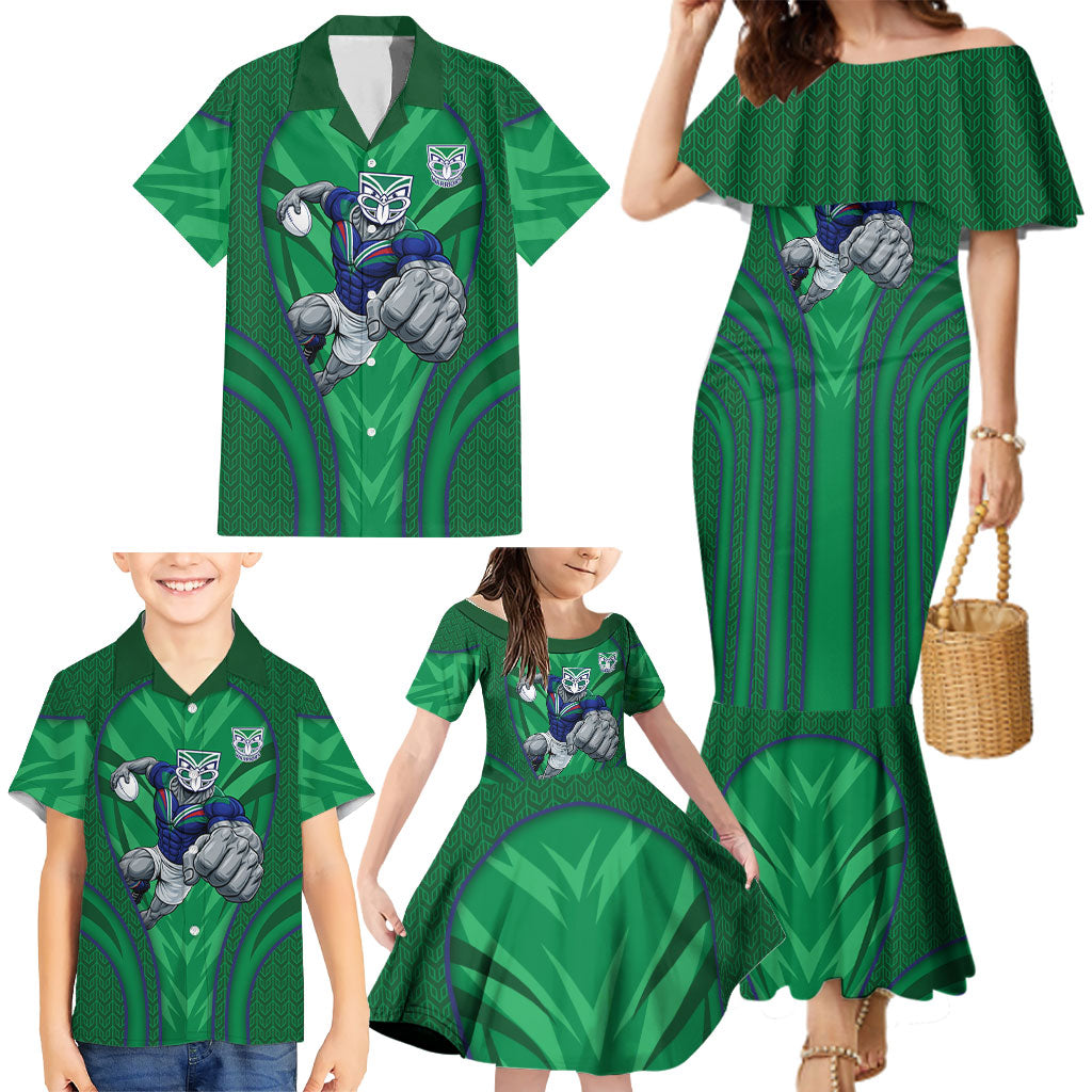 New Zealand Warriors Rugby Mascot Family Matching Mermaid Dress and Hawaiian Shirt Australian Rugby Culture - Tribal Inspired Warrior