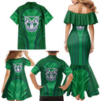 New Zealand Warriors Rugby Mascot Family Matching Mermaid Dress and Hawaiian Shirt Australian Rugby Culture - Tribal Inspired Warrior