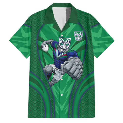 New Zealand Warriors Rugby Mascot Family Matching Off The Shoulder Long Sleeve Dress and Hawaiian Shirt Australian Rugby Culture - Tribal Inspired Warrior