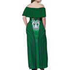 New Zealand Warriors Rugby Mascot Family Matching Off Shoulder Maxi Dress and Hawaiian Shirt Australian Rugby Culture - Tribal Inspired Warrior