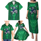 New Zealand Warriors Rugby Mascot Family Matching Puletasi and Hawaiian Shirt Australian Rugby Culture - Tribal Inspired Warrior