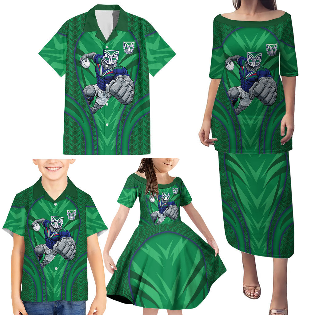 New Zealand Warriors Rugby Mascot Family Matching Puletasi and Hawaiian Shirt Australian Rugby Culture - Tribal Inspired Warrior