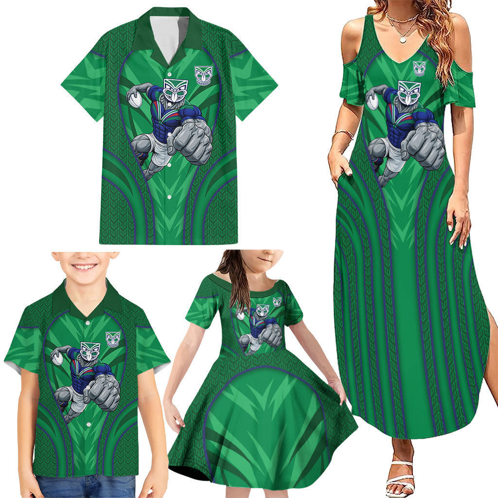 New Zealand Warriors Rugby Mascot Family Matching Summer Maxi Dress and Hawaiian Shirt Australian Rugby Culture - Tribal Inspired Warrior