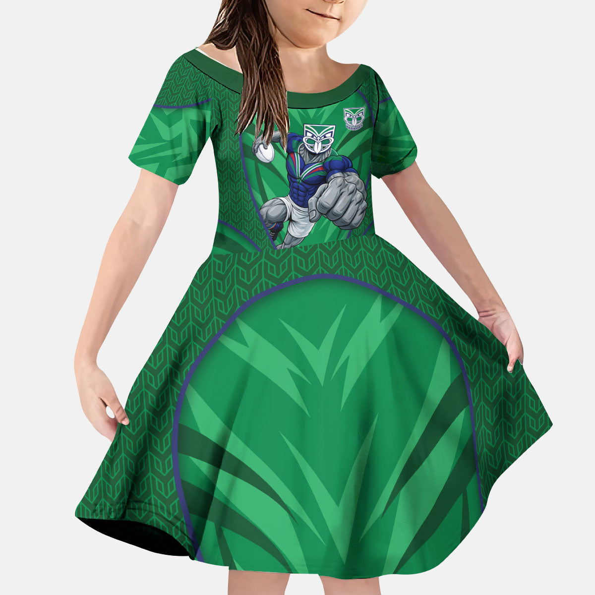 New Zealand Warriors Rugby Mascot Kid Short Sleeve Dress Australian Rugby Culture - Tribal Inspired Warrior