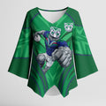New Zealand Warriors Rugby Mascot Kimono Sleeve Blouse Australian Rugby Culture - Tribal Inspired Warrior