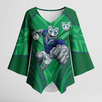 New Zealand Warriors Rugby Mascot Kimono Sleeve Blouse Australian Rugby Culture - Tribal Inspired Warrior