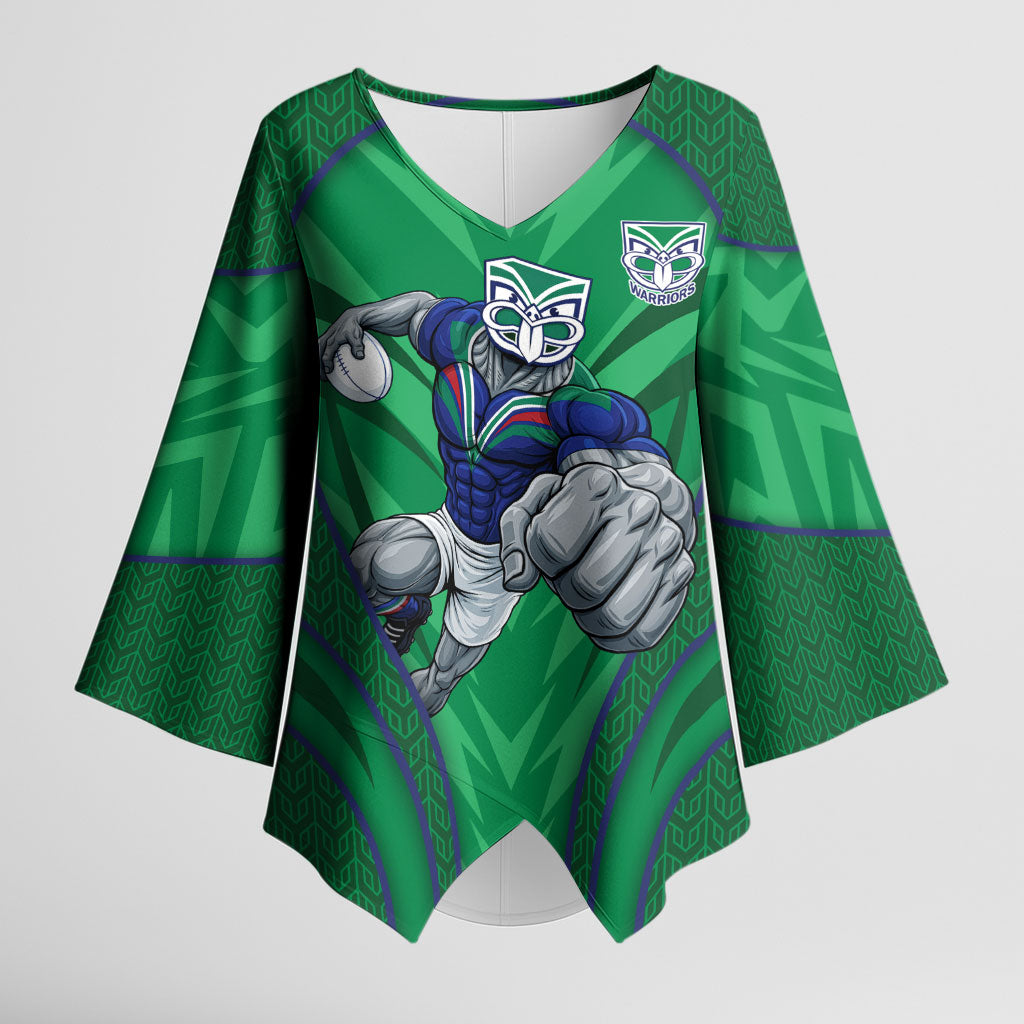 New Zealand Warriors Rugby Mascot Kimono Sleeve Blouse Australian Rugby Culture - Tribal Inspired Warrior