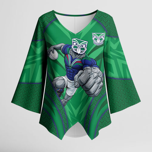New Zealand Warriors Rugby Mascot Kimono Sleeve Blouse Australian Rugby Culture - Tribal Inspired Warrior
