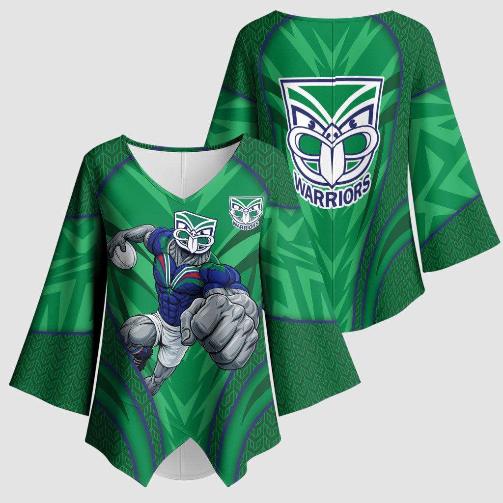 New Zealand Warriors Rugby Mascot Kimono Sleeve Blouse Australian Rugby Culture - Tribal Inspired Warrior