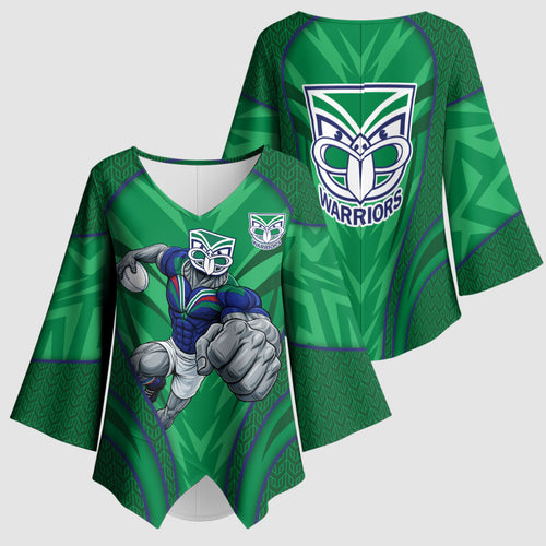 New Zealand Warriors Rugby Mascot Kimono Sleeve Blouse Australian Rugby Culture - Tribal Inspired Warrior