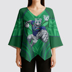 New Zealand Warriors Rugby Mascot Kimono Sleeve Blouse Australian Rugby Culture - Tribal Inspired Warrior