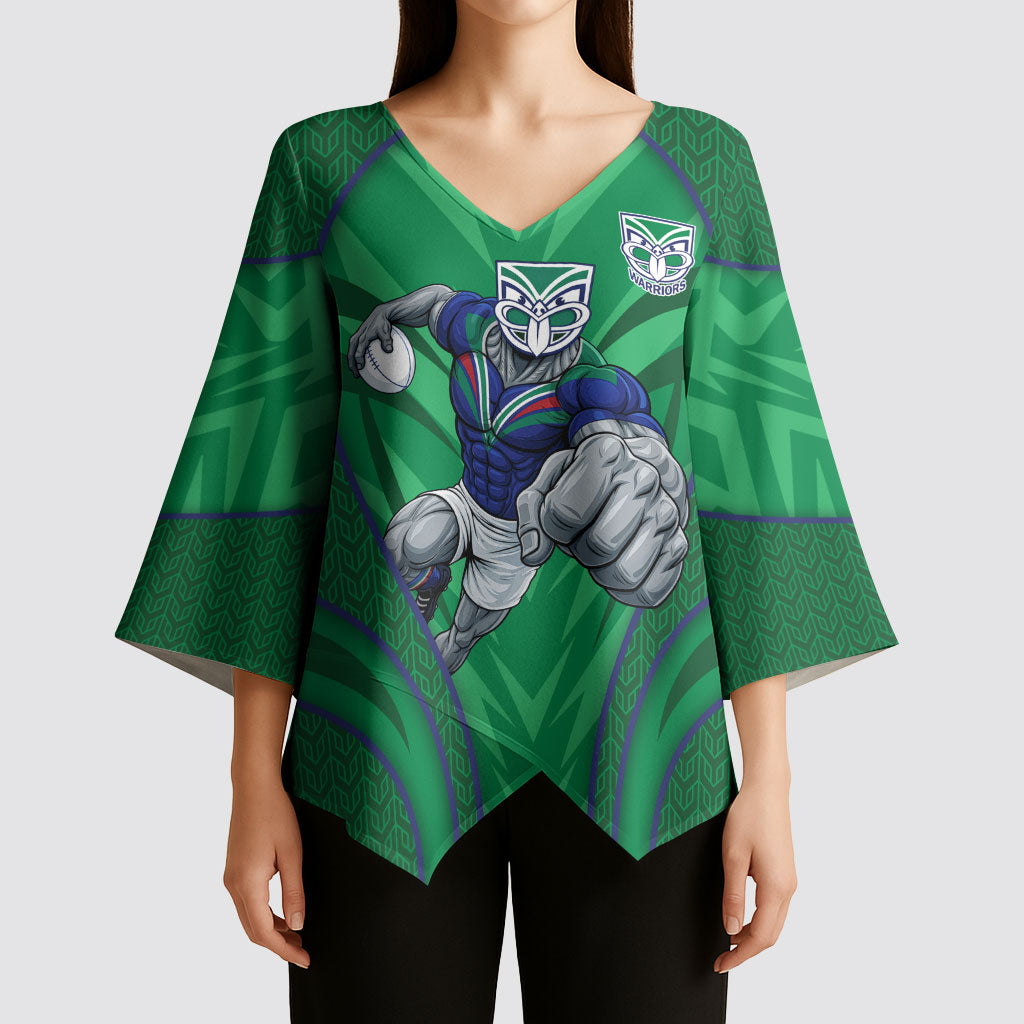 New Zealand Warriors Rugby Mascot Kimono Sleeve Blouse Australian Rugby Culture - Tribal Inspired Warrior