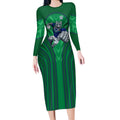 New Zealand Warriors Rugby Mascot Long Sleeve Bodycon Dress Australian Rugby Culture - Tribal Inspired Warrior