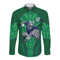 New Zealand Warriors Rugby Mascot Long Sleeve Button Shirt Australian Rugby Culture - Tribal Inspired Warrior