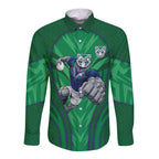New Zealand Warriors Rugby Mascot Long Sleeve Button Shirt Australian Rugby Culture - Tribal Inspired Warrior