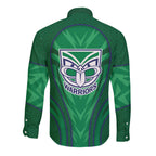 New Zealand Warriors Rugby Mascot Long Sleeve Button Shirt Australian Rugby Culture - Tribal Inspired Warrior
