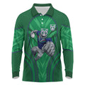 New Zealand Warriors Rugby Mascot Long Sleeve Polo Shirt Australian Rugby Culture - Tribal Inspired Warrior