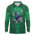 New Zealand Warriors Rugby Mascot Long Sleeve Polo Shirt Australian Rugby Culture - Tribal Inspired Warrior