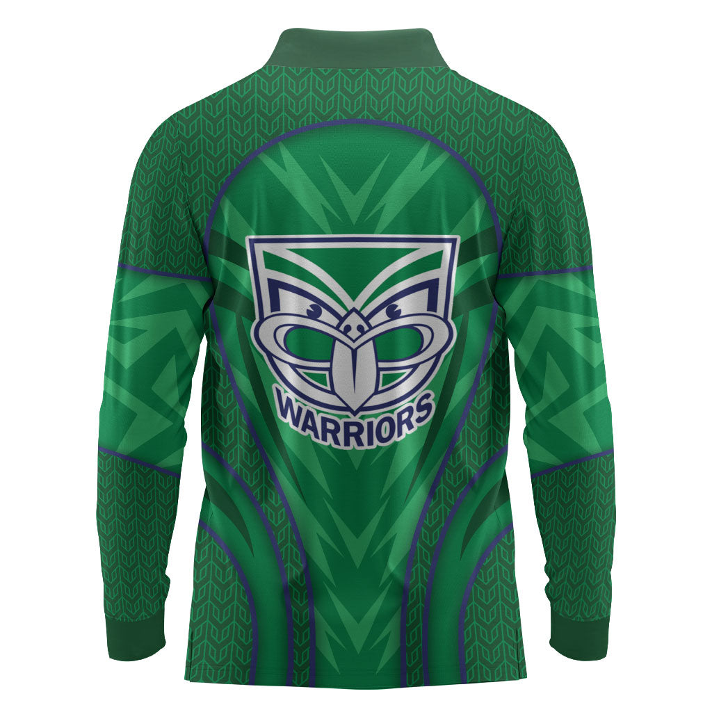 New Zealand Warriors Rugby Mascot Long Sleeve Polo Shirt Australian Rugby Culture - Tribal Inspired Warrior
