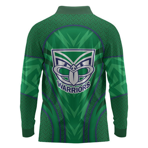 New Zealand Warriors Rugby Mascot Long Sleeve Polo Shirt Australian Rugby Culture - Tribal Inspired Warrior