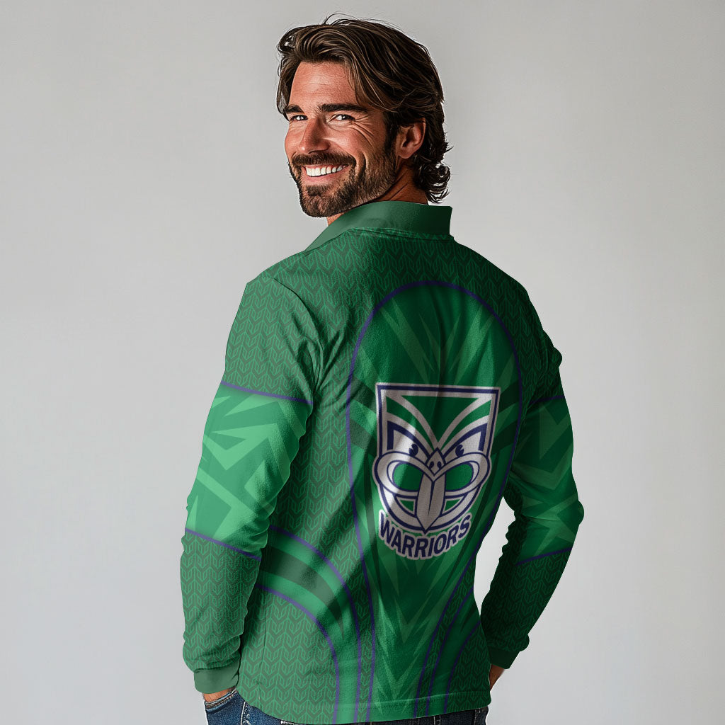 New Zealand Warriors Rugby Mascot Long Sleeve Polo Shirt Australian Rugby Culture - Tribal Inspired Warrior