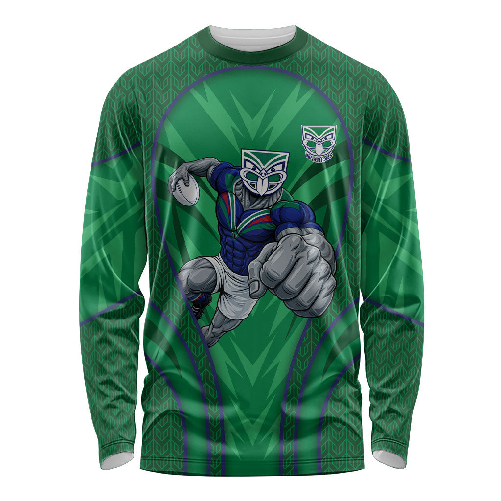 New Zealand Warriors Rugby Mascot Long Sleeve Shirt Australian Rugby Culture - Tribal Inspired Warrior