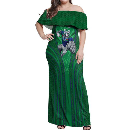 New Zealand Warriors Rugby Mascot Off Shoulder Maxi Dress Australian Rugby Culture - Tribal Inspired Warrior