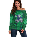 New Zealand Warriors Rugby Mascot Off Shoulder Sweater Australian Rugby Culture - Tribal Inspired Warrior