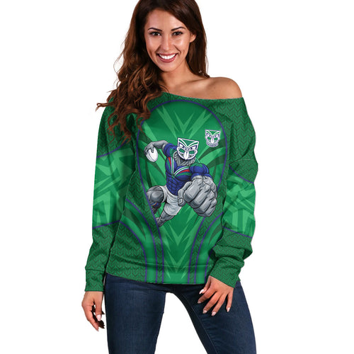New Zealand Warriors Rugby Mascot Off Shoulder Sweater Australian Rugby Culture - Tribal Inspired Warrior