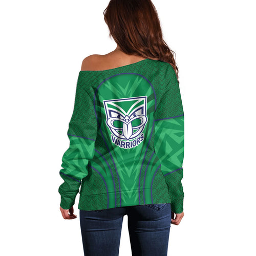 New Zealand Warriors Rugby Mascot Off Shoulder Sweater Australian Rugby Culture - Tribal Inspired Warrior