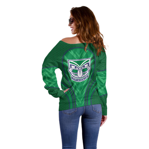 New Zealand Warriors Rugby Mascot Off Shoulder Sweater Australian Rugby Culture - Tribal Inspired Warrior