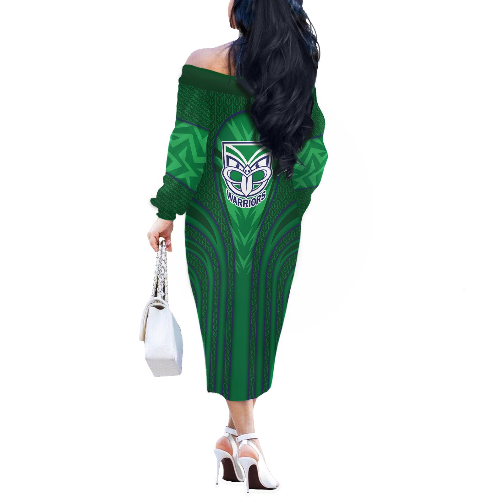 New Zealand Warriors Rugby Mascot Off The Shoulder Long Sleeve Dress Australian Rugby Culture - Tribal Inspired Warrior