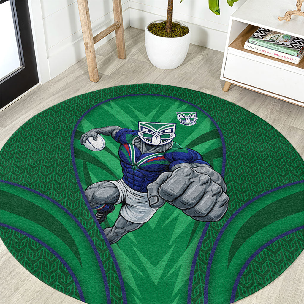 New Zealand Warriors Rugby Mascot Round Carpet Australian Rugby Culture - Tribal Inspired Warrior