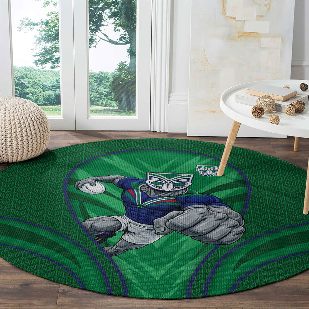 New Zealand Warriors Rugby Mascot Round Carpet Australian Rugby Culture - Tribal Inspired Warrior