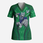 New Zealand Warriors Rugby Mascot Scrub Top Australian Rugby Culture - Tribal Inspired Warrior