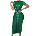 New Zealand Warriors Rugby Mascot Short Sleeve Bodycon Dress Australian Rugby Culture - Tribal Inspired Warrior
