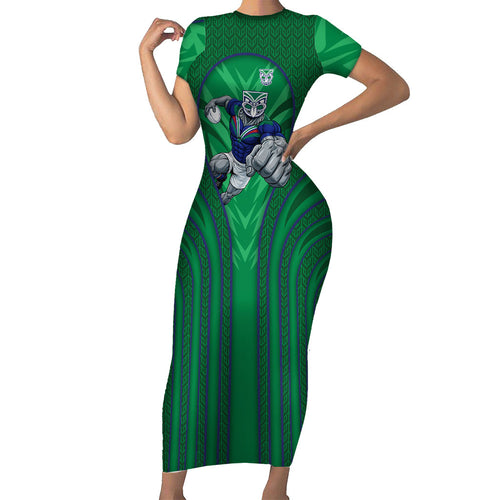 New Zealand Warriors Rugby Mascot Short Sleeve Bodycon Dress Australian Rugby Culture - Tribal Inspired Warrior