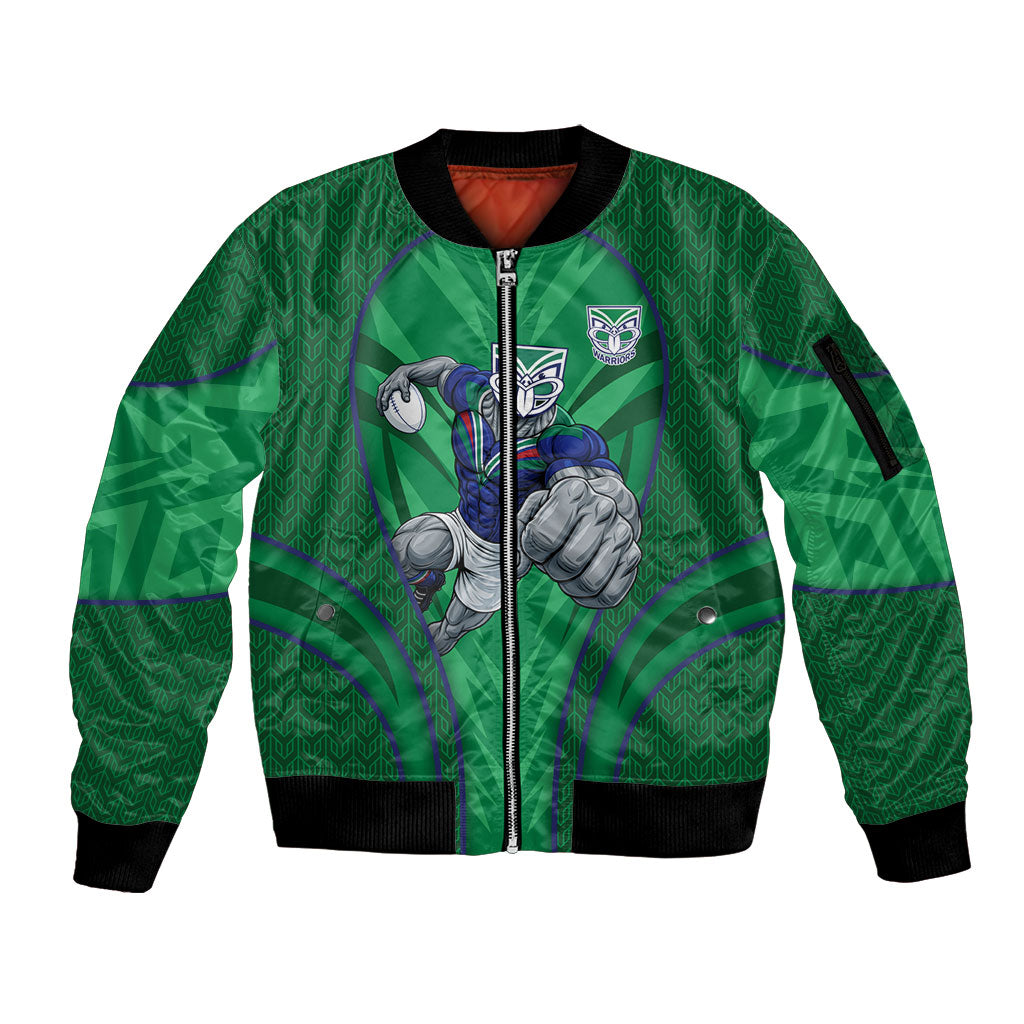 New Zealand Warriors Rugby Mascot Sleeve Zip Bomber Jacket Australian Rugby Culture - Tribal Inspired Warrior