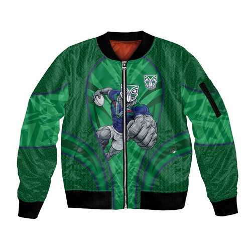 New Zealand Warriors Rugby Mascot Sleeve Zip Bomber Jacket Australian Rugby Culture - Tribal Inspired Warrior