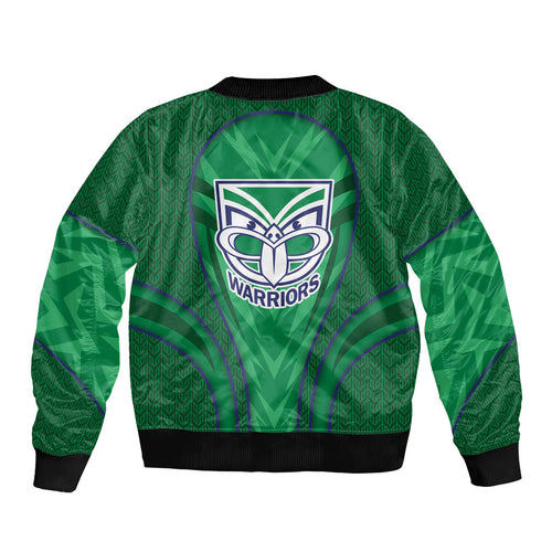 New Zealand Warriors Rugby Mascot Sleeve Zip Bomber Jacket Australian Rugby Culture - Tribal Inspired Warrior