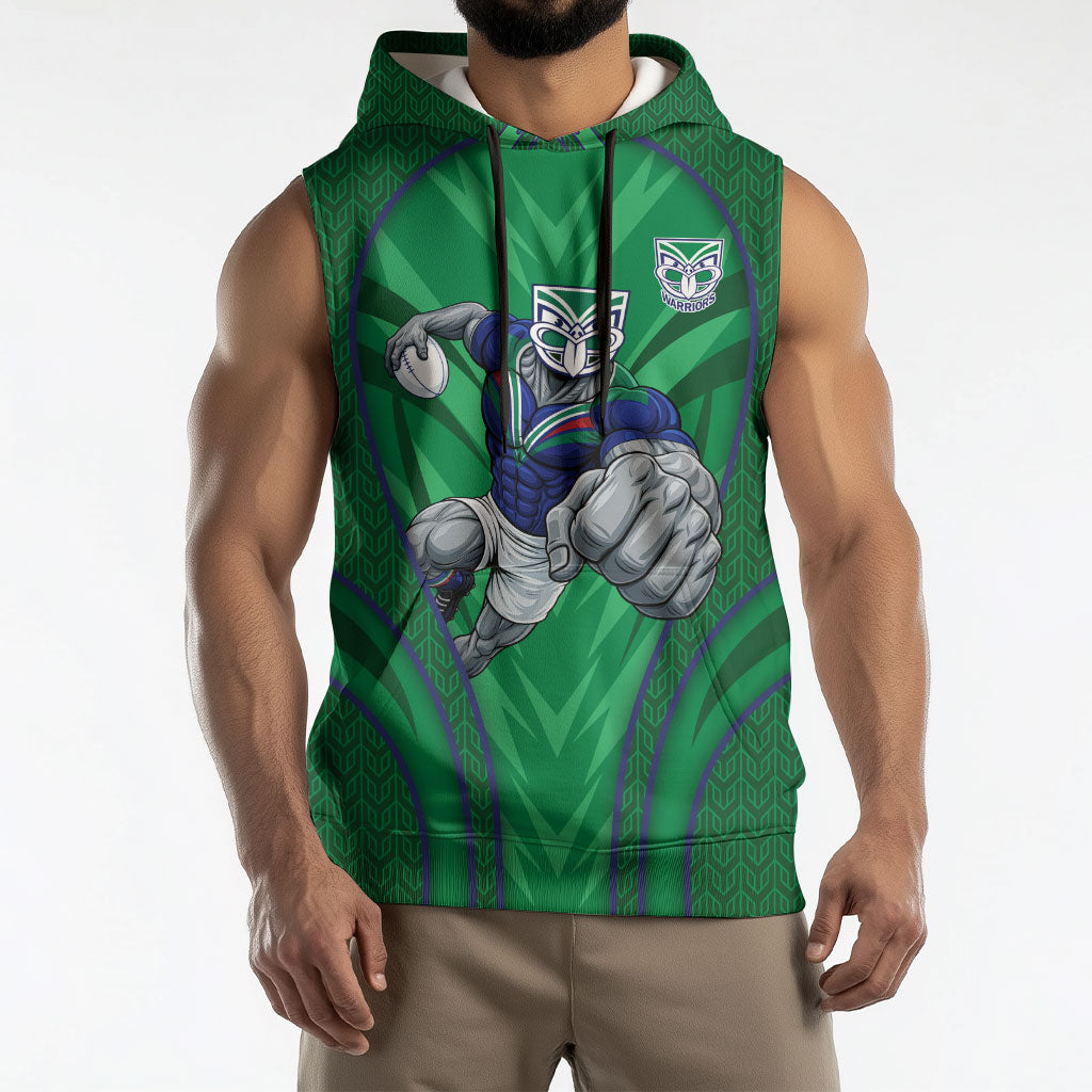 New Zealand Warriors Rugby Mascot Sleeveless Hoodie Australian Rugby Culture - Tribal Inspired Warrior