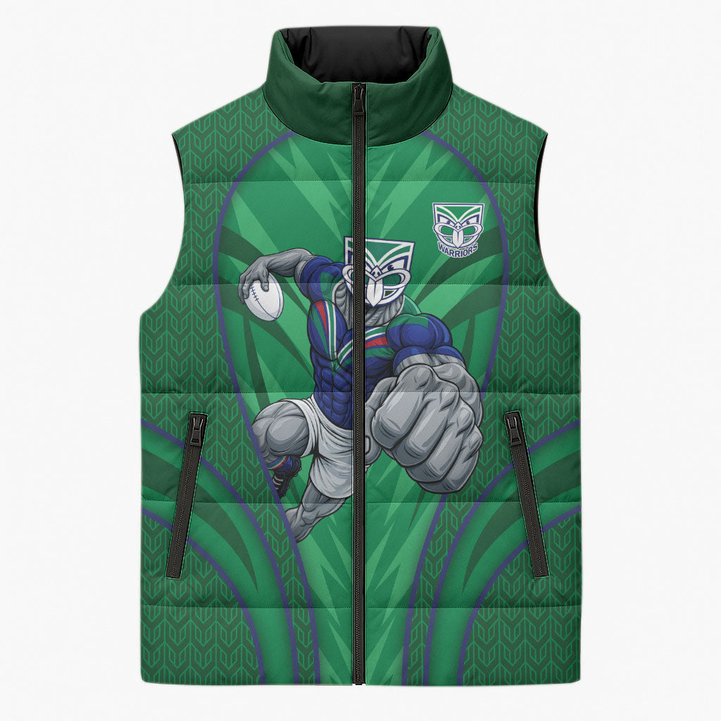 New Zealand Warriors Rugby Mascot Sleeveless Puffer Jacket Australian Rugby Culture - Tribal Inspired Warrior