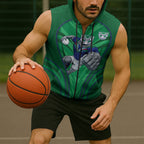 New Zealand Warriors Rugby Mascot Sleeveless Zip Hoodie Australian Rugby Culture - Tribal Inspired Warrior