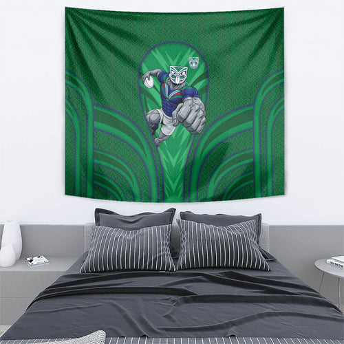 New Zealand Warriors Rugby Mascot Tapestry Australian Rugby Culture - Tribal Inspired Warrior