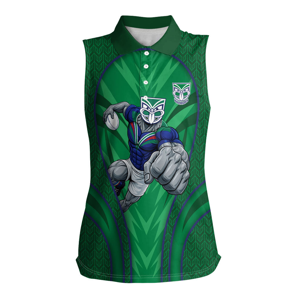 New Zealand Warriors Rugby Mascot Women Sleeveless Polo Shirt Australian Rugby Culture - Tribal Inspired Warrior