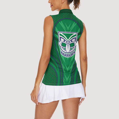 New Zealand Warriors Rugby Mascot Women Sleeveless Polo Shirt Australian Rugby Culture - Tribal Inspired Warrior