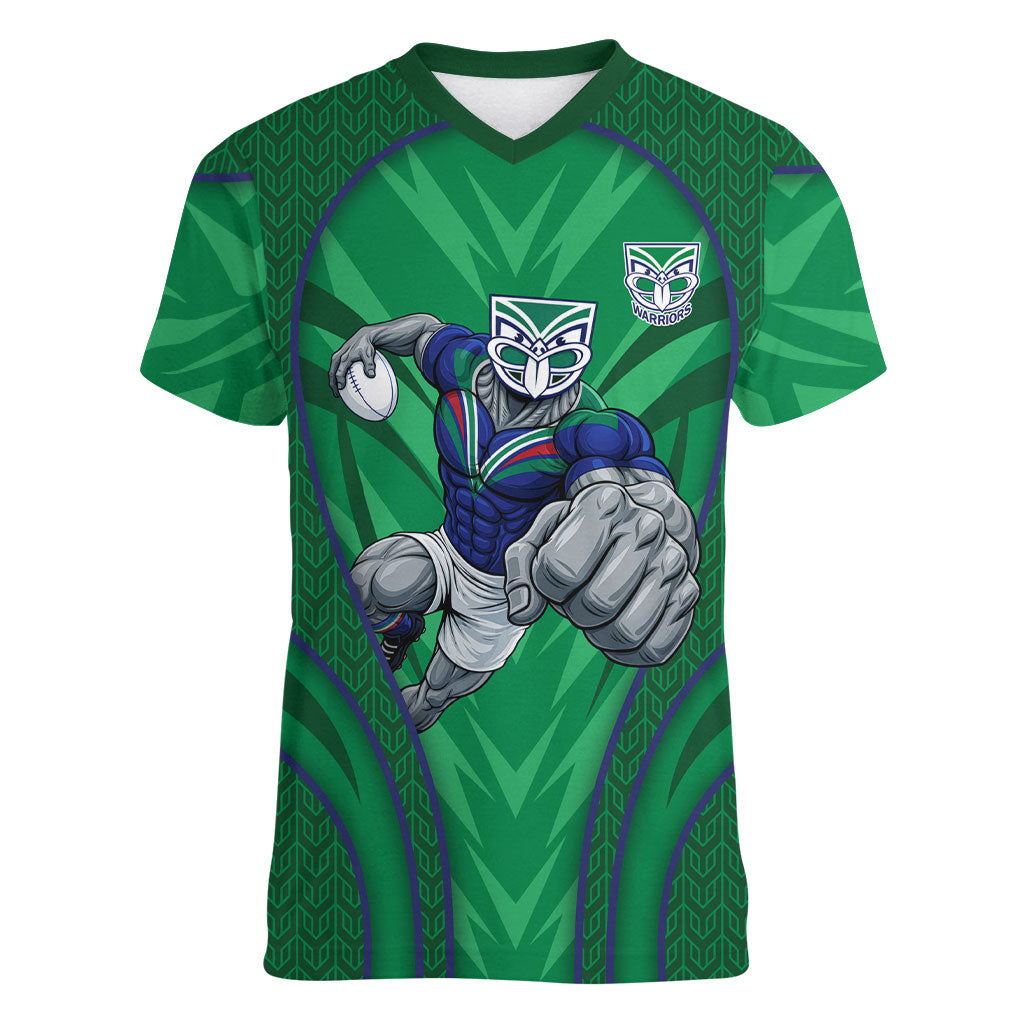 New Zealand Warriors Rugby Mascot Women V-Neck T-Shirt Australian Rugby Culture - Tribal Inspired Warrior