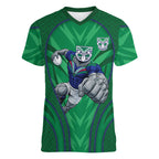 New Zealand Warriors Rugby Mascot Women V-Neck T-Shirt Australian Rugby Culture - Tribal Inspired Warrior
