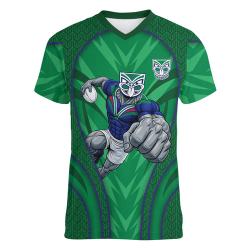 New Zealand Warriors Rugby Mascot Women V-Neck T-Shirt Australian Rugby Culture - Tribal Inspired Warrior