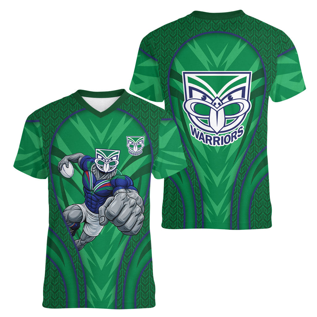 New Zealand Warriors Rugby Mascot Women V-Neck T-Shirt Australian Rugby Culture - Tribal Inspired Warrior